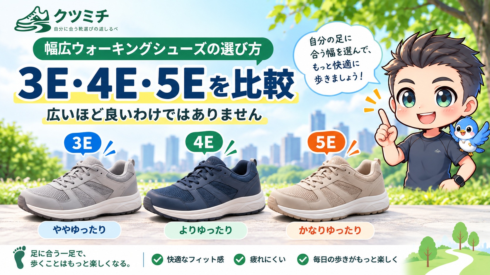 幅広ウォーキングシューズの3E・4E・5Eを比較する選び方ガイド